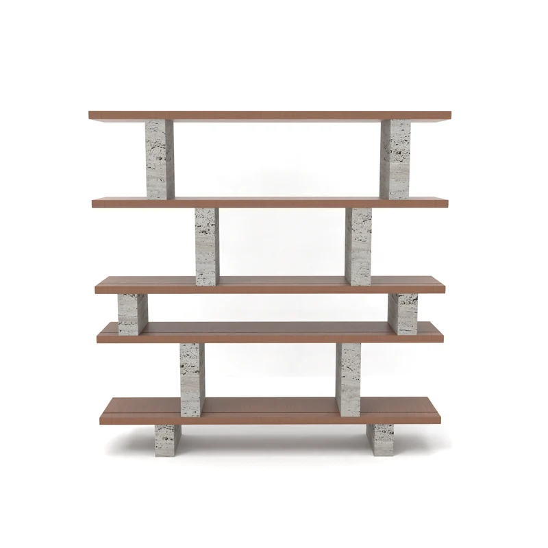 Mueble de pared - Merpins - Nogal - Pilares de travertino - 180 cm