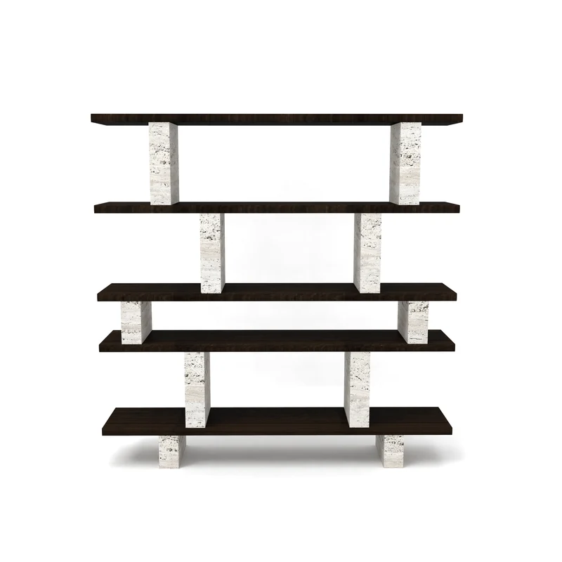 Mueble de pared - Merpins - Nogal - Pilares de travertino - 180 cm
