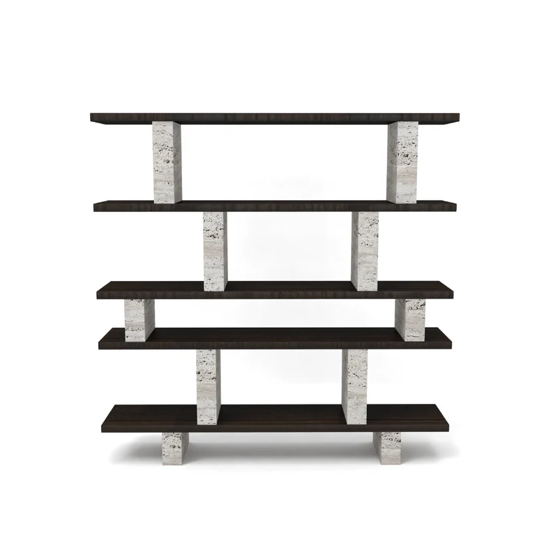 Mueble de pared - Merpins - Nogal - Pilares de travertino - 180 cm