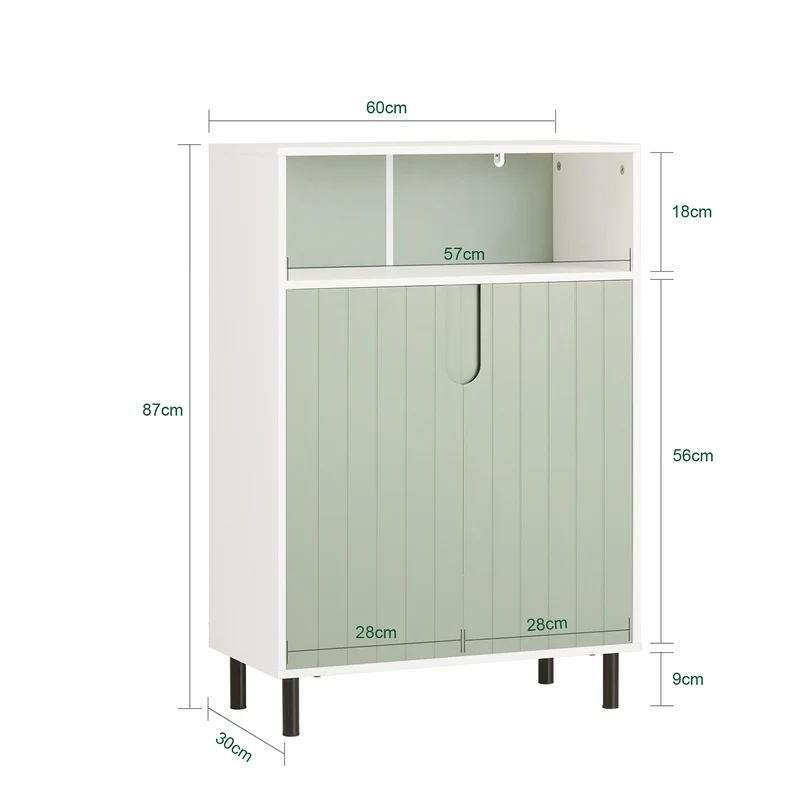 SoBuy BZR138-GR Armario de Suelo para baño con 2 Puertas y 1 Compartimentos Verde