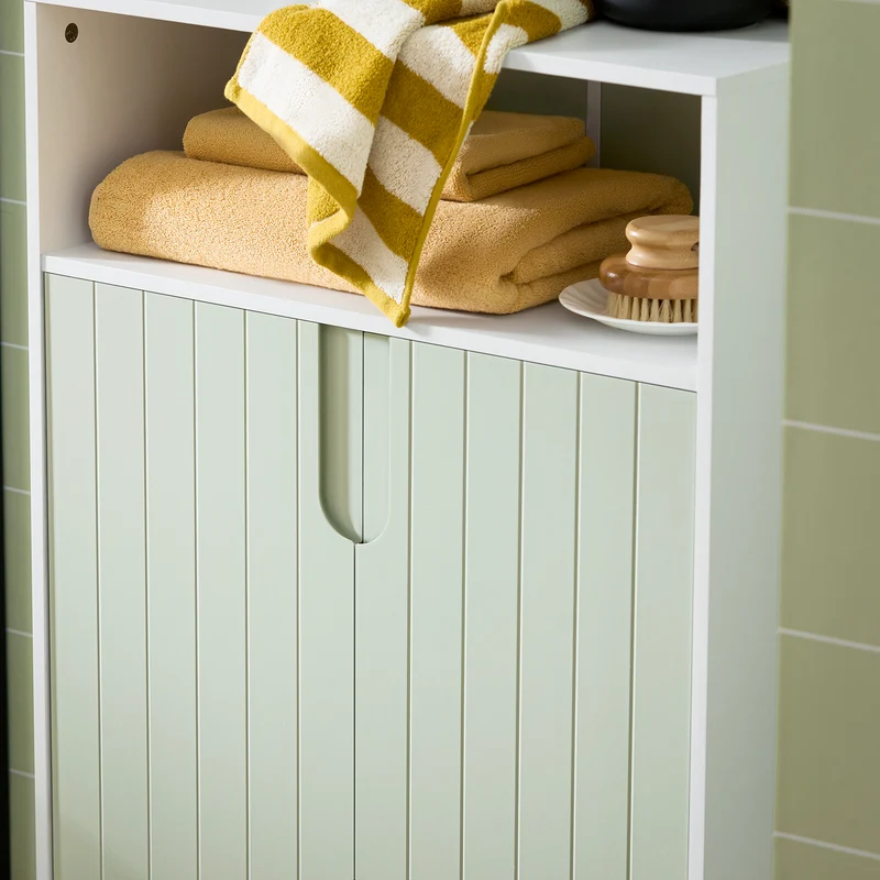 SoBuy BZR138-GR Armario de Suelo para baño con 2 Puertas y 1 Compartimentos Verde