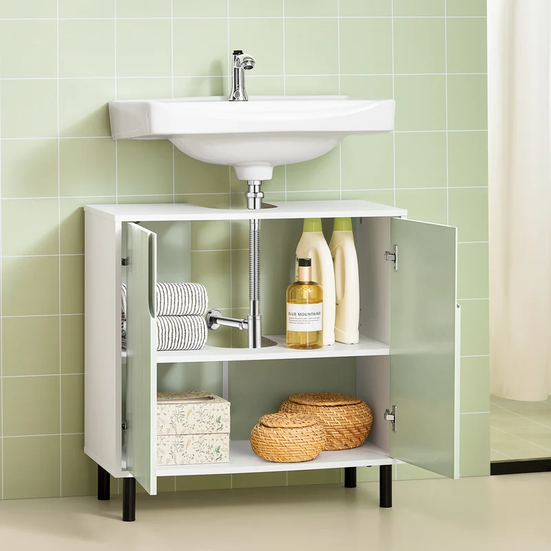 SoBuy BZR139-GR Mueble para Debajo del Lavabo Fregadero Verde y Blanco