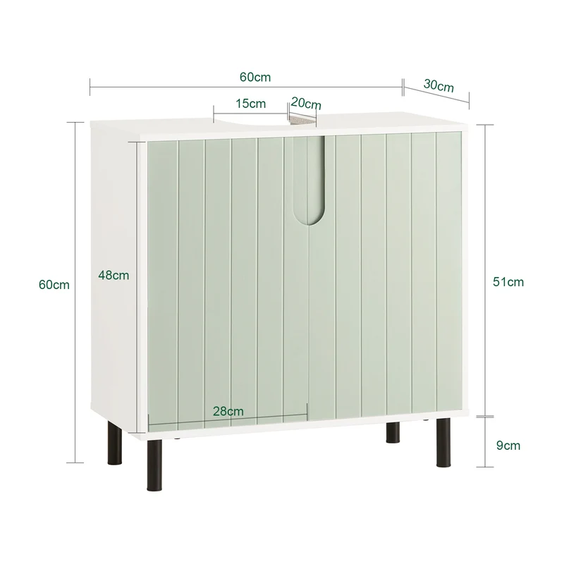 SoBuy BZR139-GR Mueble para Debajo del Lavabo Fregadero Verde y Blanco