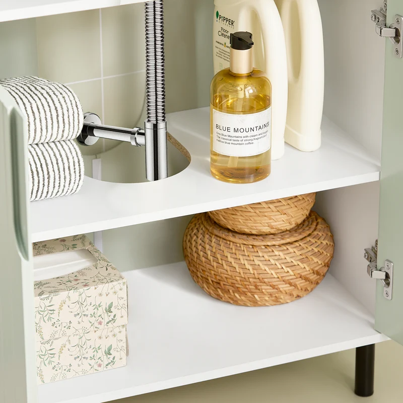 SoBuy BZR139-GR Mueble para Debajo del Lavabo Fregadero Verde y Blanco