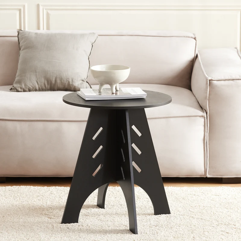 SoBuy HFBT01-K-SCH Mesa Auxiliar con Juntas de Espiga Taulete Auxiliar Negro