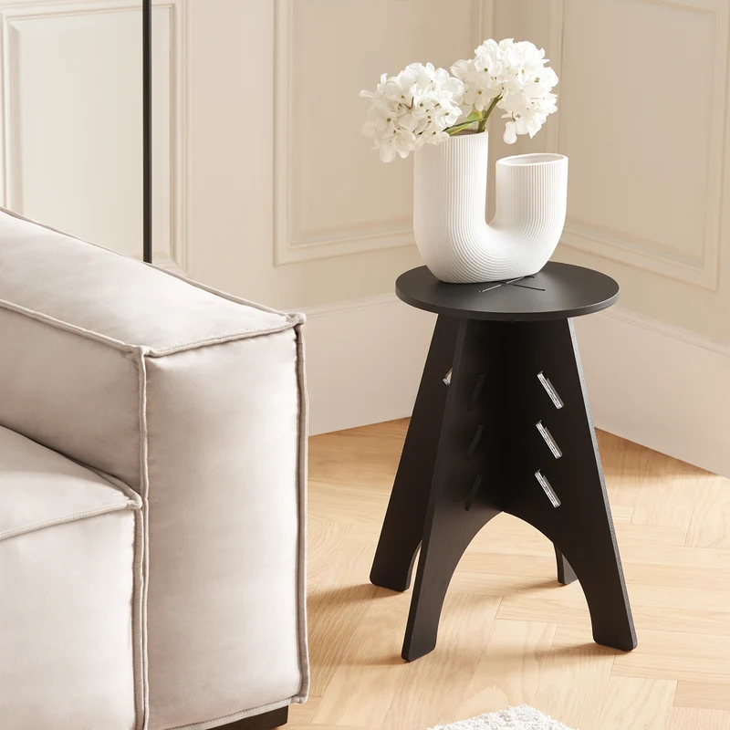 SoBuy HFBT01-K-SCH Mesa Auxiliar con Juntas de Espiga Taulete Auxiliar Negro