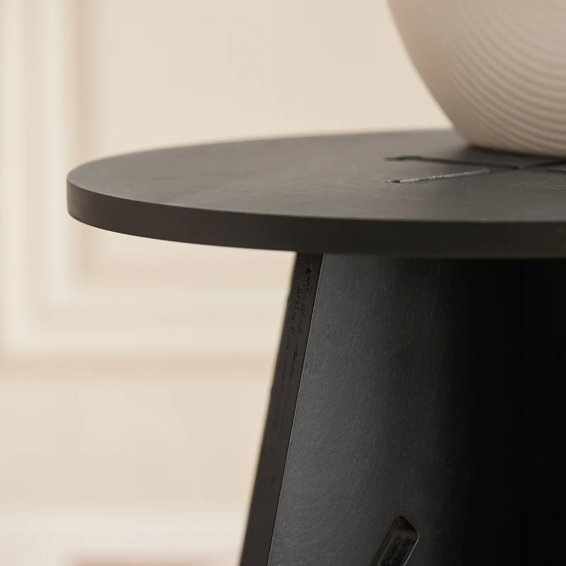 SoBuy HFBT01-K-SCH Mesa Auxiliar con Juntas de Espiga Taulete Auxiliar Negro