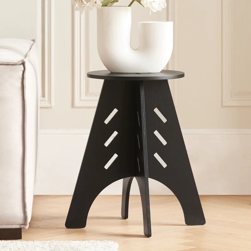 SoBuy HFBT01-K-SCH Mesa Auxiliar con Juntas de Espiga Taulete Auxiliar Negro