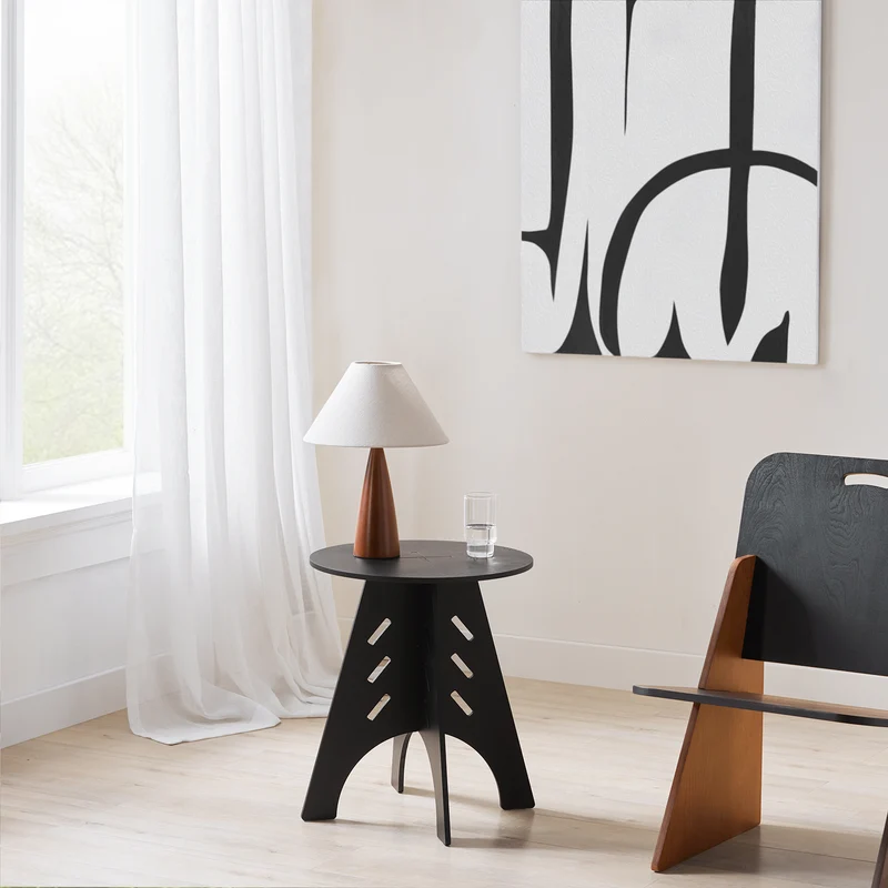 SoBuy HFBT01-SCH Mesa Auxiliar con Juntas de Espiga Taulete Auxiliar Negro