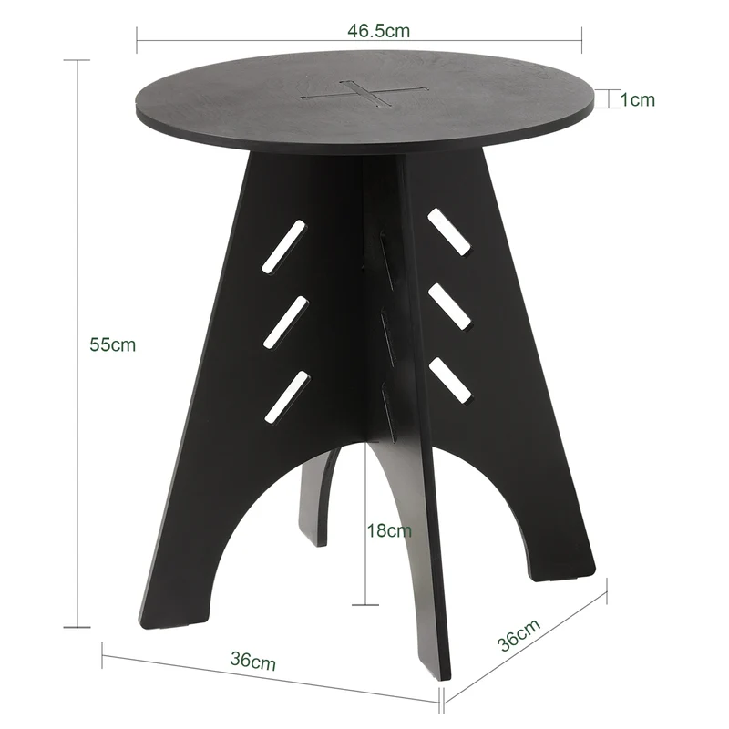 SoBuy HFBT01-SCH Mesa Auxiliar con Juntas de Espiga Taulete Auxiliar Negro