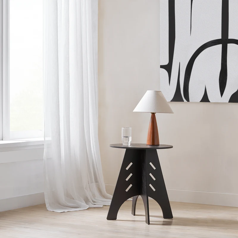 SoBuy HFBT01-SCH Mesa Auxiliar con Juntas de Espiga Taulete Auxiliar Negro