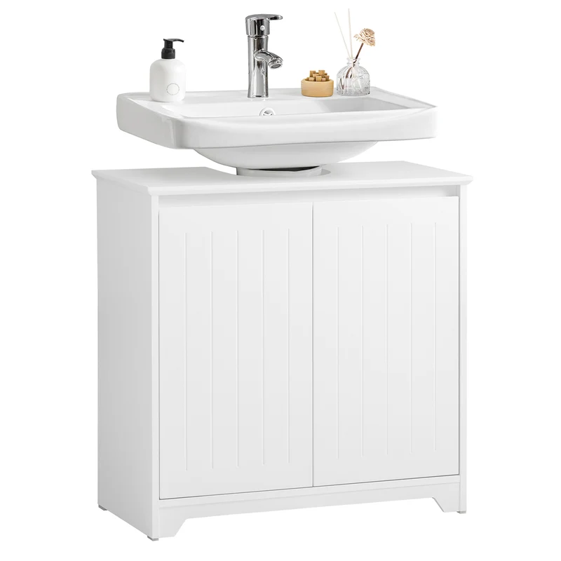 SoBuy BZR108-II-W Mueble para Debajo del Lavabo con 2 Puertas