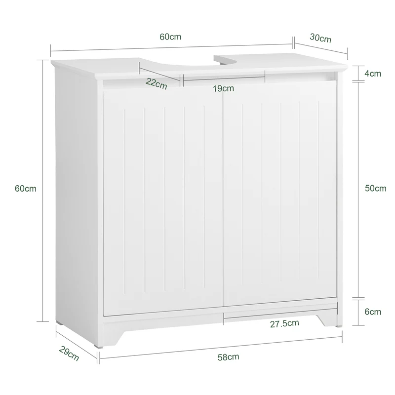 SoBuy BZR108-II-W Mueble para Debajo del Lavabo con 2 Puertas