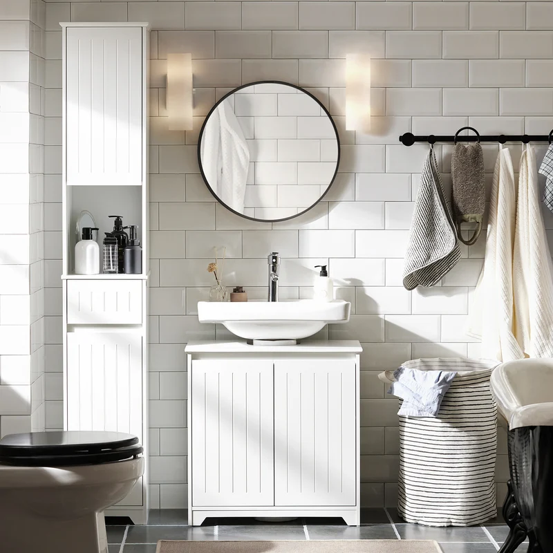 SoBuy BZR108-II-W Mueble para Debajo del Lavabo con 2 Puertas