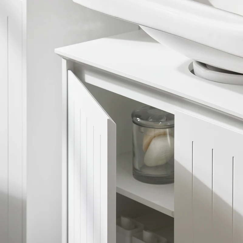 SoBuy BZR108-II-W Mueble para Debajo del Lavabo con 2 Puertas
