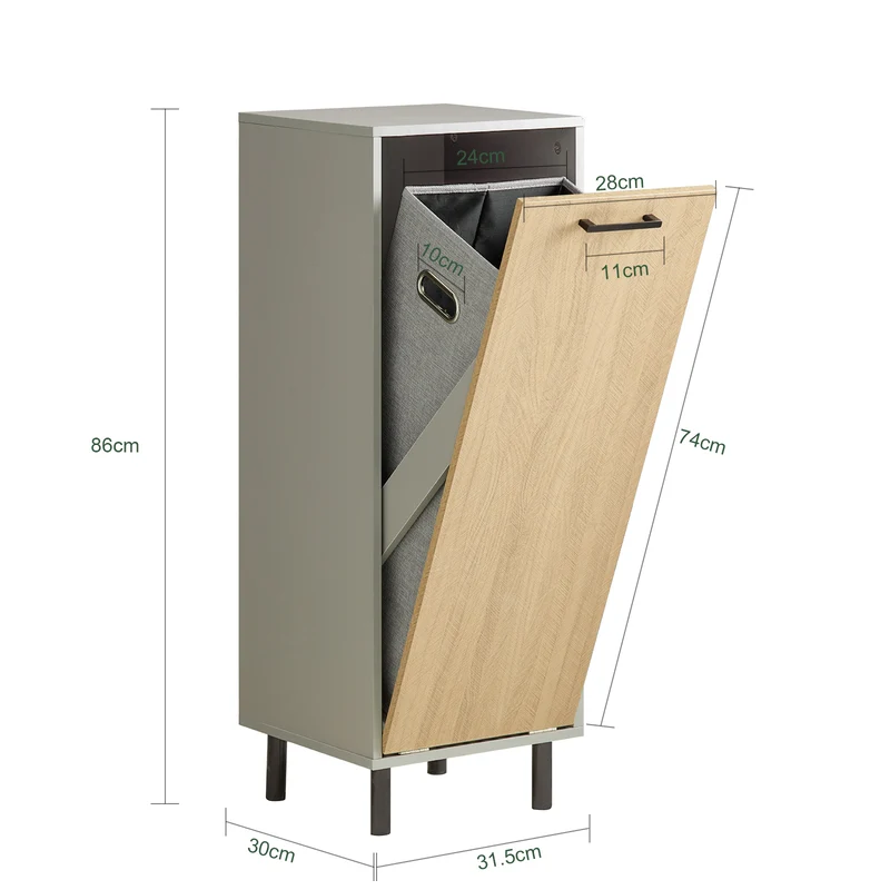 SoBuy BZR132-NG Cesto para Ropa Sucia con 1 Cest Gris y Madera