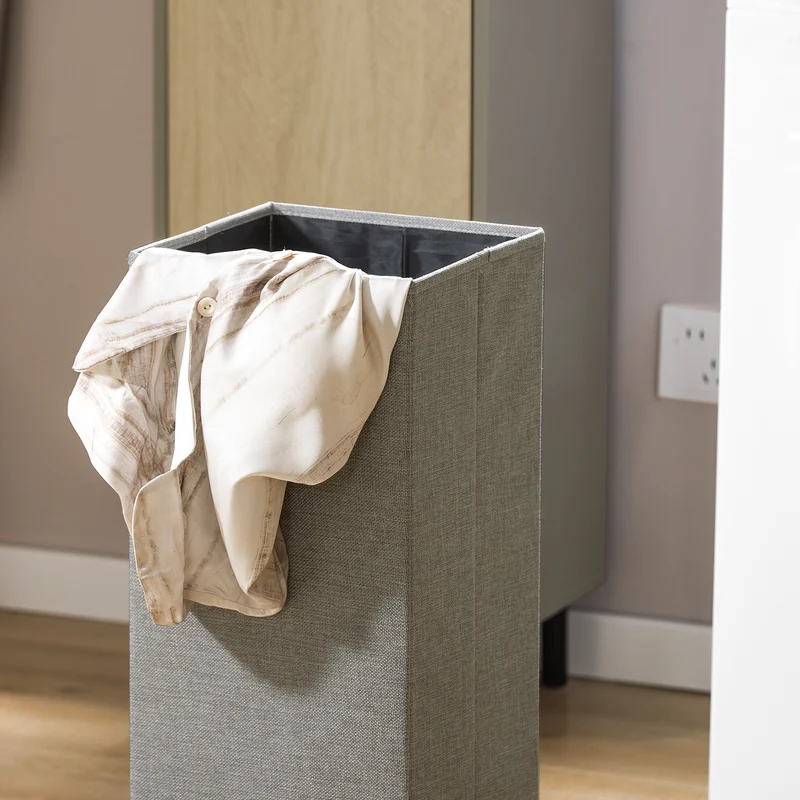 SoBuy BZR132-NG Cesto para Ropa Sucia con 1 Cest Gris y Madera