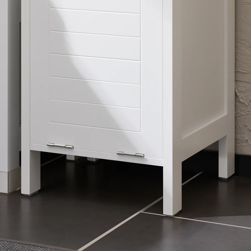 SoBuy BZR123-W Mueble Columna de Baño con 1 Cesto para Ropa Sucia y 2 Estantes