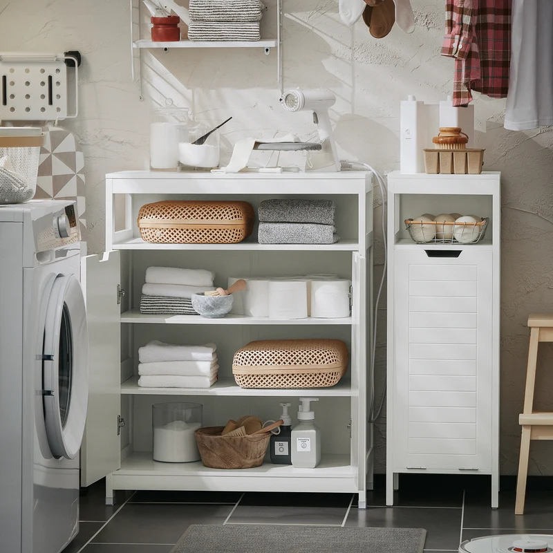 SoBuy BZR121-W Armario de Baño con 1 Comportamiento Abierto y 2 Puertas