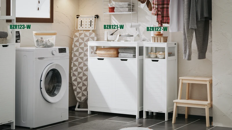 SoBuy BZR121-W Armario de Baño con 1 Comportamiento Abierto y 2 Puertas