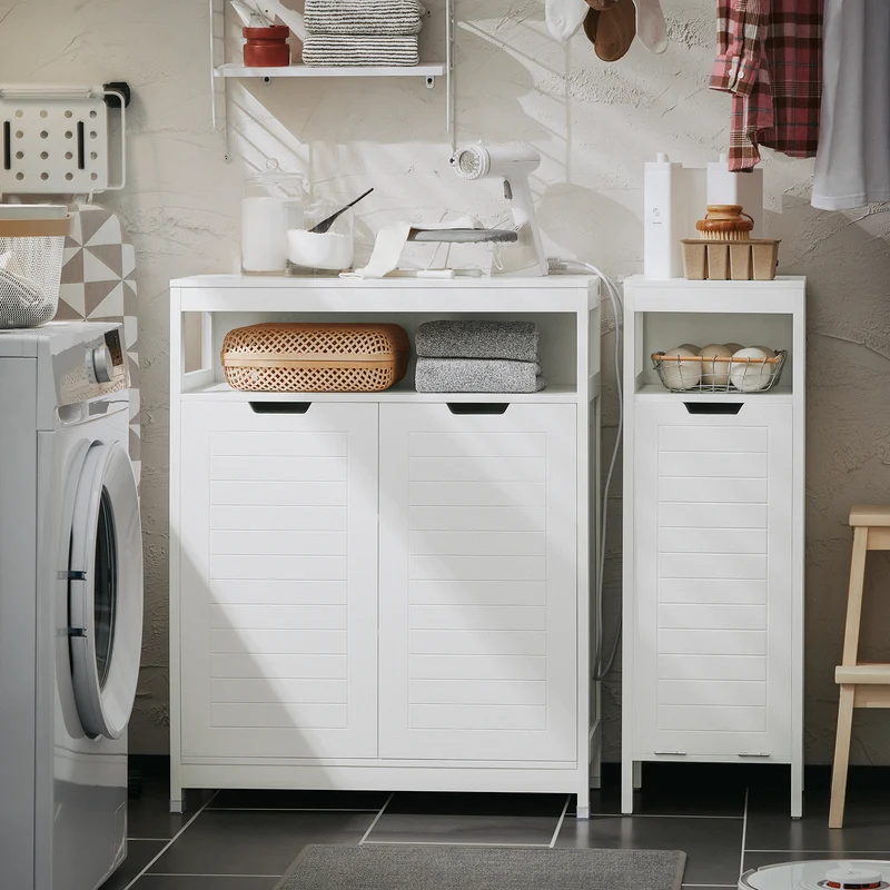 SoBuy BZR121-W Armario de Baño con 1 Comportamiento Abierto y 2 Puertas