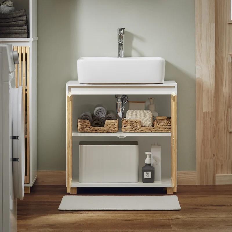 SoBuy BZR125-W Armario para debajo del lavabo 60 x 60 x 33 cm