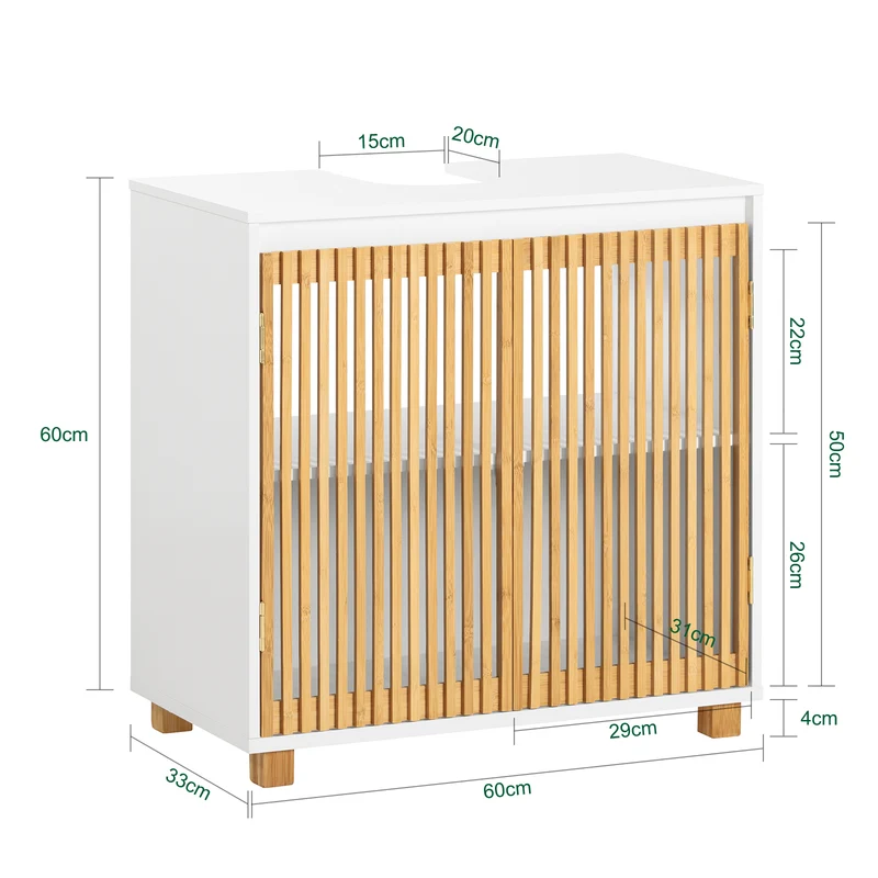 SoBuy BZR125-W Armario para debajo del lavabo 60 x 60 x 33 cm