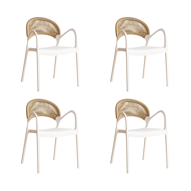 Combo Brisa, Incluye una Mesa y 4 Sillas Color Blanco y Café Claro