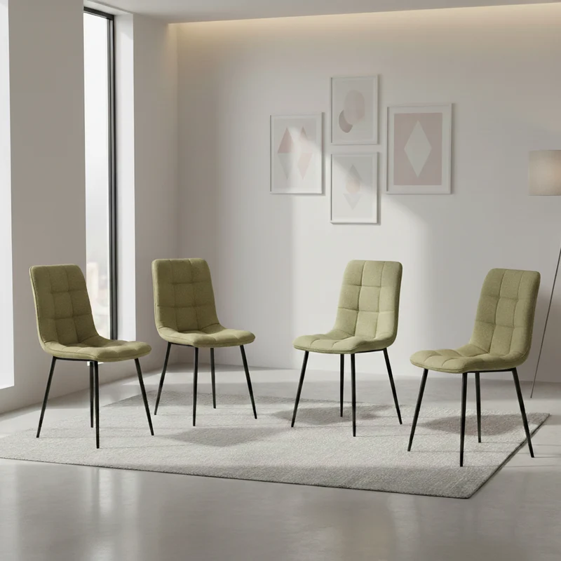 Combo Auren, Incluye una Mesa y 4 Sillas Color Verde Oliva Claro