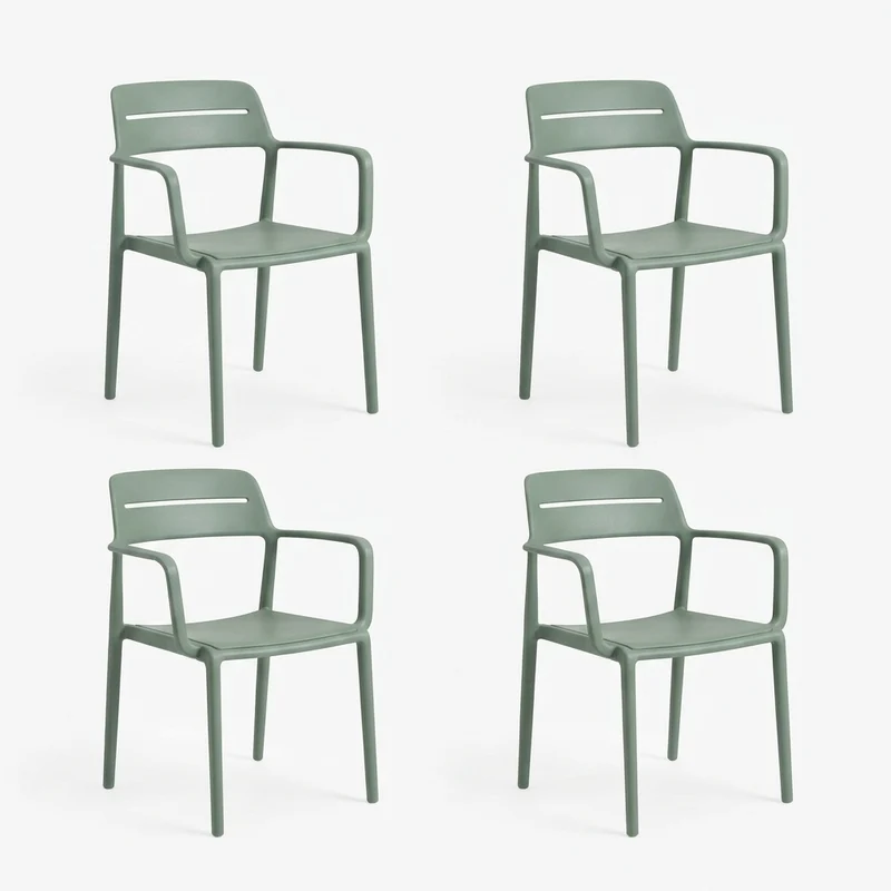 Combo Polet, Incluye una Mesa y 4 Sillas Color Verde Olivo