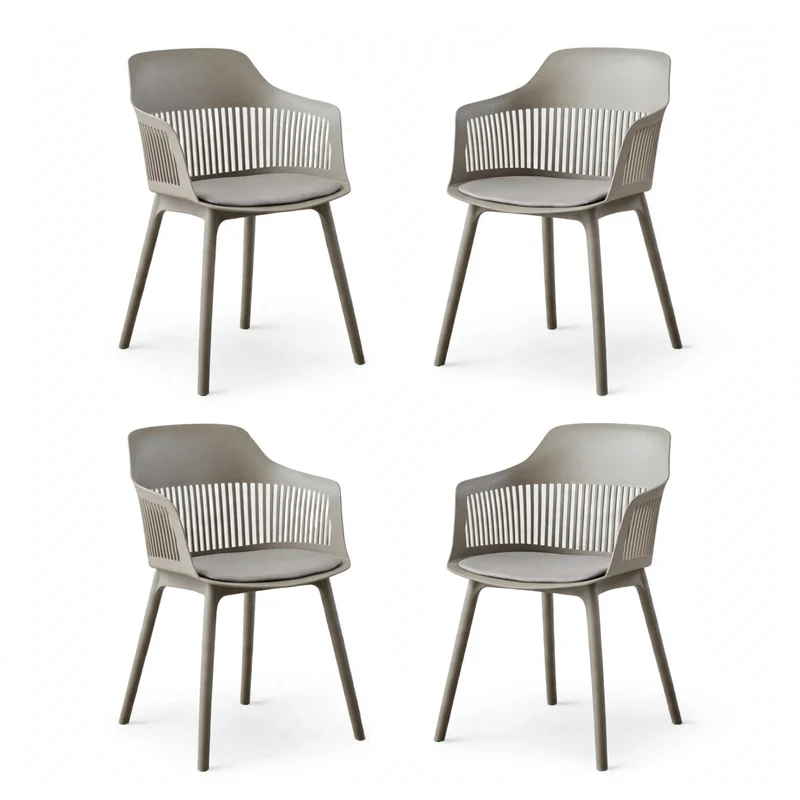 Combo Velia, Incluye una Mesa y 4 Sillas Color Taupe