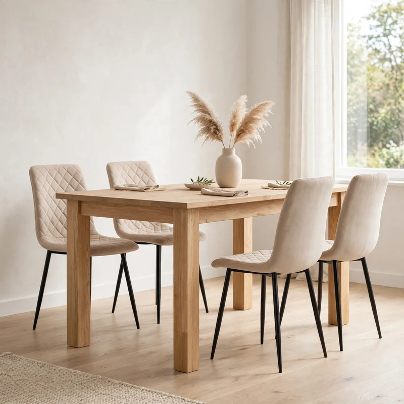 Combo Saoko, Incluye una Mesa y 4 Sillas Color Beige