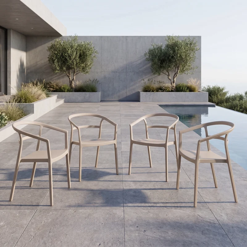 Combo Edron, Incluye una Mesa y 4 Sillas Color Taupe