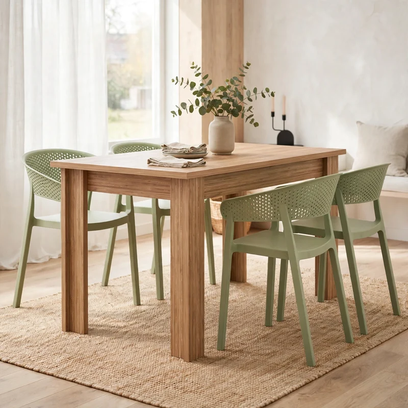 Combo Nebula, Incluye una Mesa y 4 Sillas Color Verde