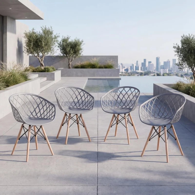 Combo Roma, Incluye una Mesa y 4 Sillas Color Gris