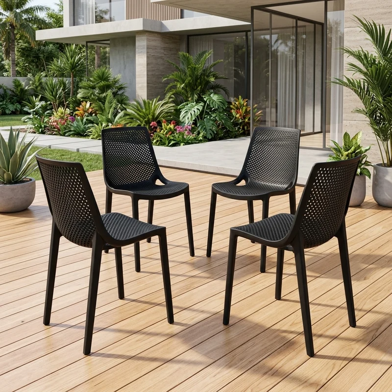 Combo Atria, Incluye una Mesa y 4 Sillas Color Wengue
