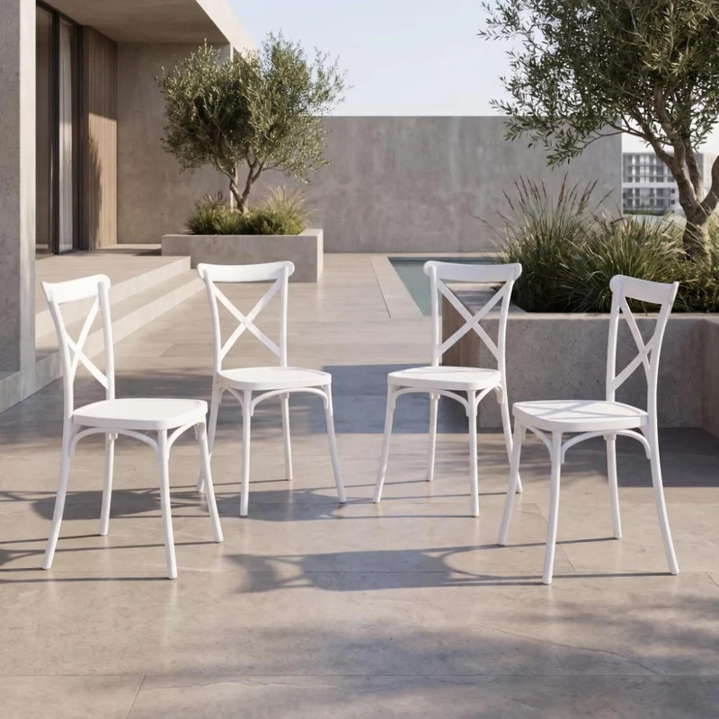Combo Velum, Incluye una Mesa y 4 Sillas Color Blanco