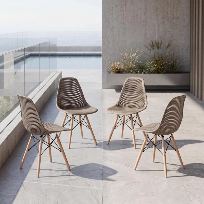 Combo Cora, Incluye una Mesa y 4 Sillas Color Taupe