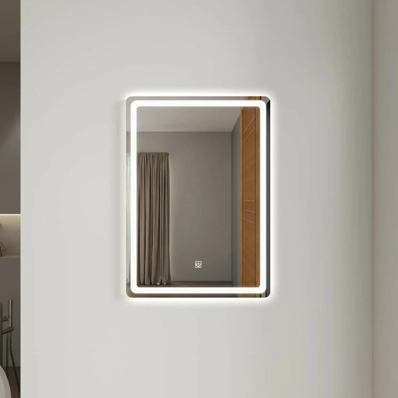 Espejo Importado LED Vertical para Baño con Botón y Luz Neutra 70x50