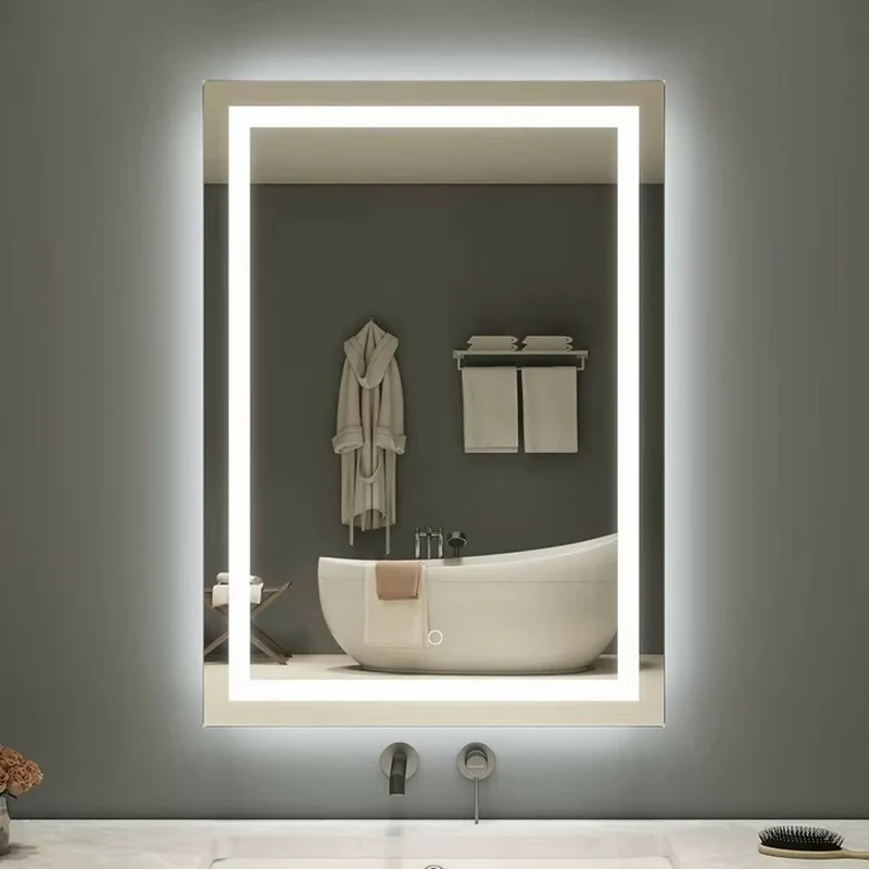 Espejo Importado LED Vertical para Baño con Botón y Luz Neutra 70x50
