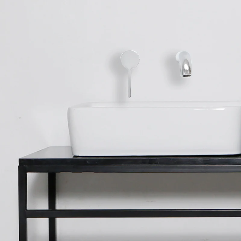 Mueble de baño con estructura - Acero negro - Jules - 80 cm