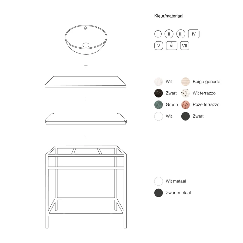 Mueble de baño con estructura - Acero negro - Jules - 80 cm