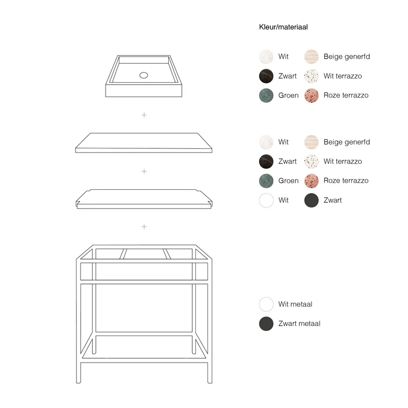 Mueble de baño con estructura - Acero negro - Jules - 80 cm