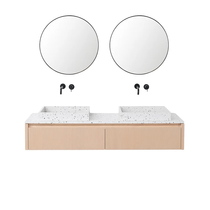 Muebles de baño Roble - Ahun - George Terrazzo - Marcel placa superior Terrazzo - 150 cm
