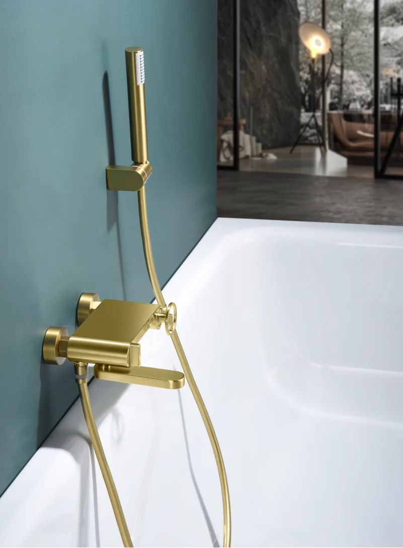 Grifería Bañera y Ducha Oro Cepillado Olimpo - Imex | Acabado Premium