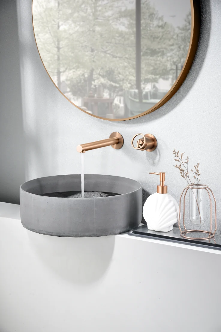 Grifería Empotrada Lavabo Oro Rosa Cepillado Olimpo - Imex | Diseño Elegante