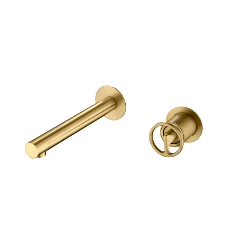 Grifería Empotrada Lavabo Oro Cepillado Olimpo - Imex | Diseño Minimalista