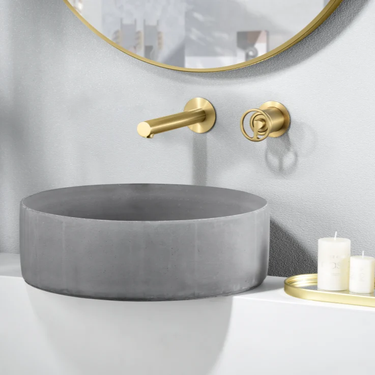 Grifería Empotrada Lavabo Oro Cepillado Olimpo - Imex | Diseño Minimalista