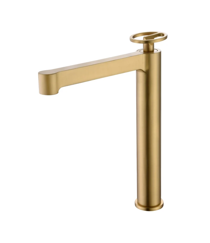 Grifería Lavabo Alto Oro Cepillado Olimpo - Imex | Diseño Elegante
