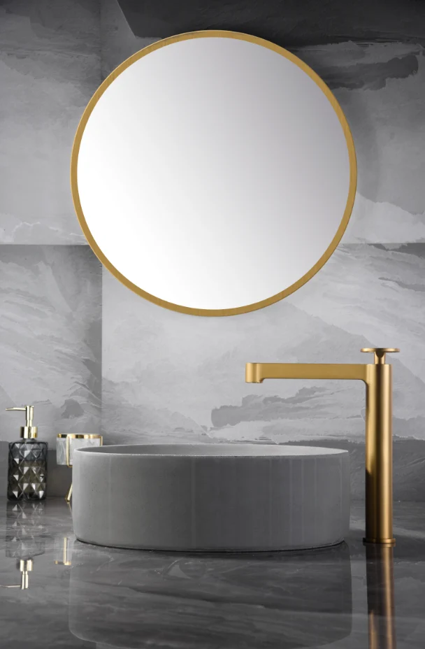 Grifería Lavabo Alto Oro Cepillado Olimpo - Imex | Diseño Elegante